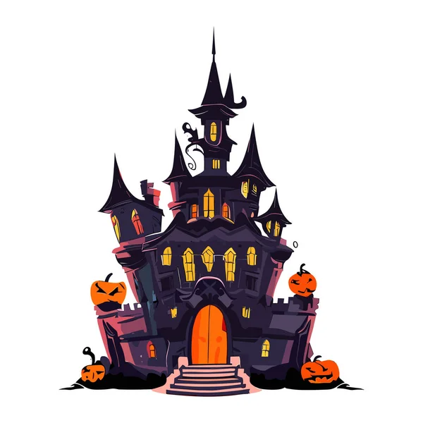 Castelo Halloween Abóbora — Vetor de Stock