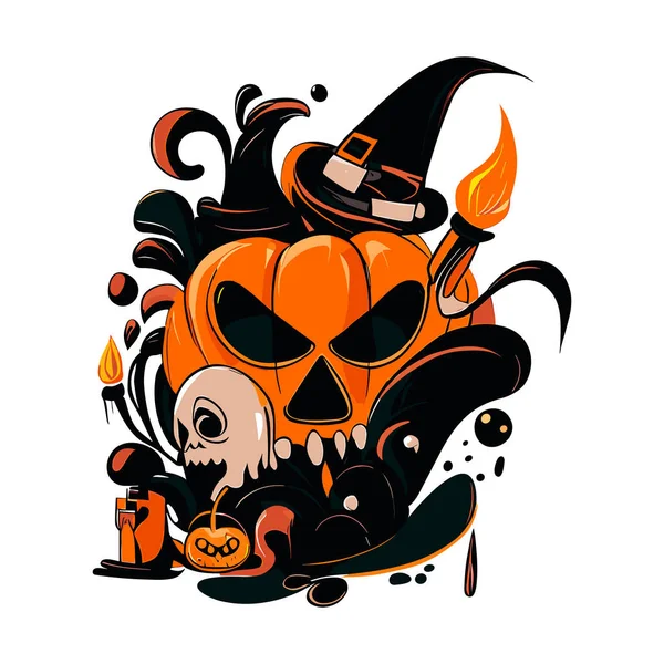 Šťastné Pohlednice Halloween Vektorová Ilustrace — Stockový vektor