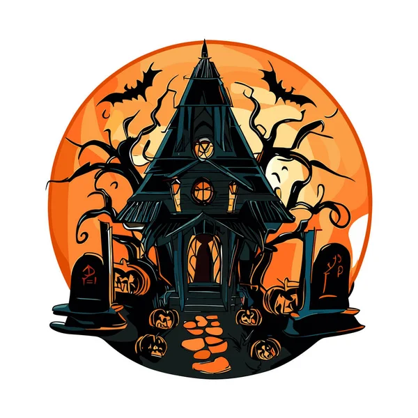 Halloween Kürbis Und Burg — Stockvektor