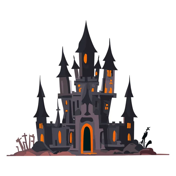 Burg Mit Halloween Szene — Stockvektor