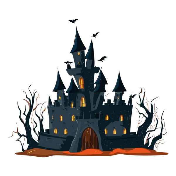 Halloween Fundo Com Castelo — Vetor de Stock