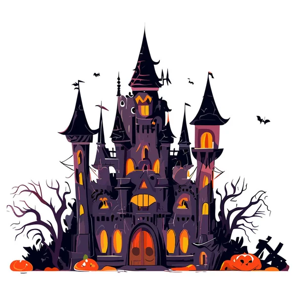 Halloween Castle Castle Pumpkin Castle Castle Castle Vector Illustration — Stock Vector