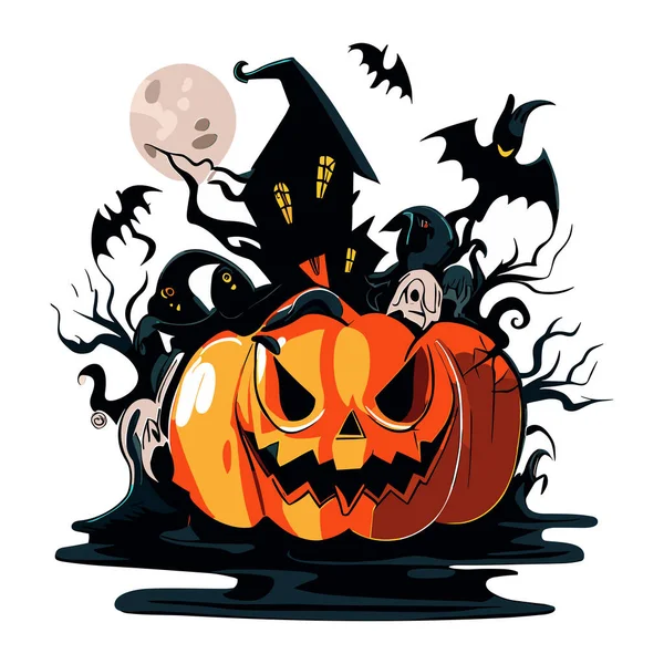 Halloween Vector Cartoon Illustration — Stock Vector