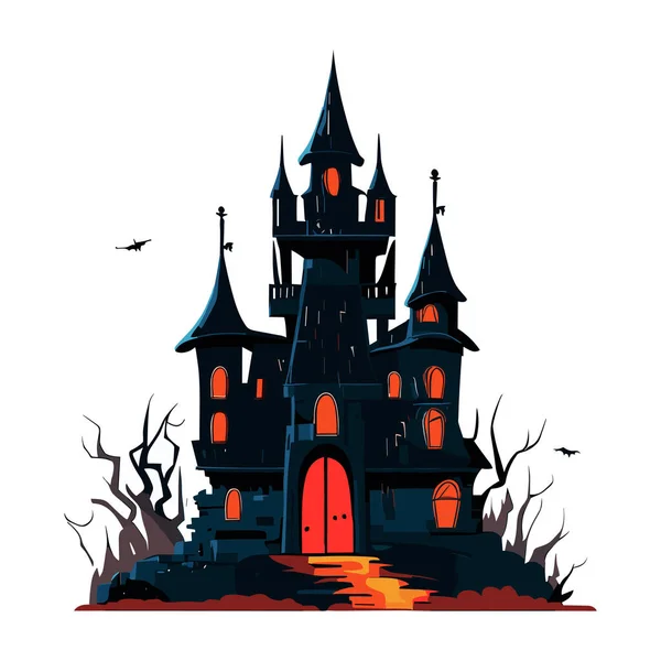Castillo Halloween Bosque — Vector de stock