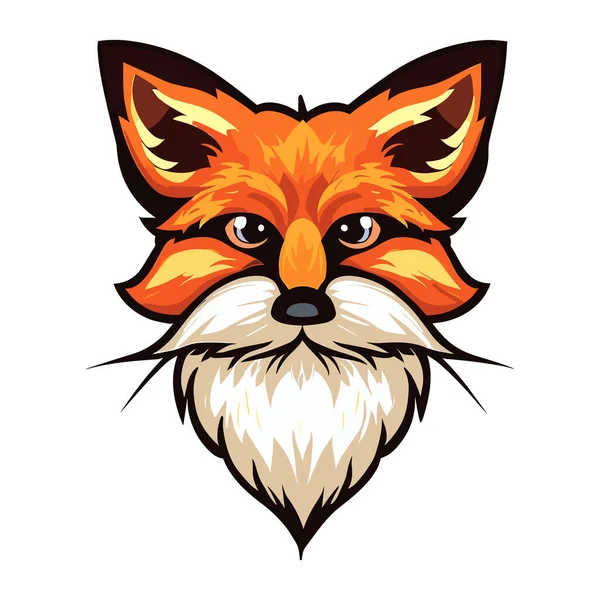 留着胡子的狐狸头 在白色背景上孤立的矢量插图 动物头颅设计 — 图库矢量图片