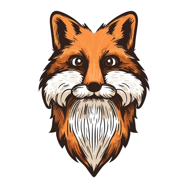 狐狸的头 在白色背景上孤立的手绘矢量图 — 图库矢量图片