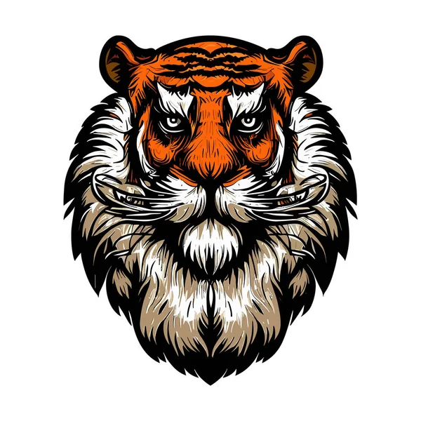 Tygří Hlava Tetováním Tygr Velkou Hlavou — Stockový vektor