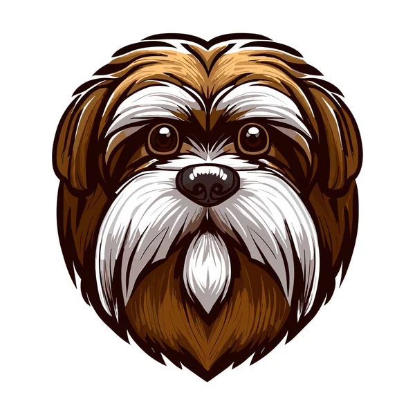 Cabeza Perro Con Una Gran Barba Marrón Ilustración Vectorial — Vector de stock