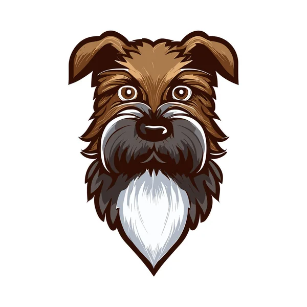 Chien Race Terrier Longue Barbe Brune Illustration Vectorielle Dans Fond — Image vectorielle
