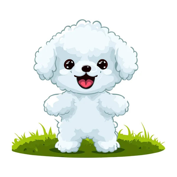Vector Ilustración Lindo Poodle Dibujos Animados Sentado — Vector de stock