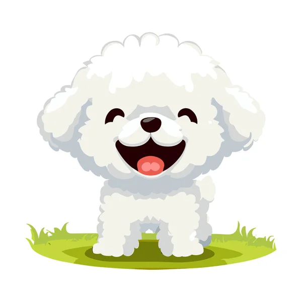 Glücklicher Hund Mit Einem Breiten Lächeln Isoliert Auf Weißem Hintergrund — Stockvektor