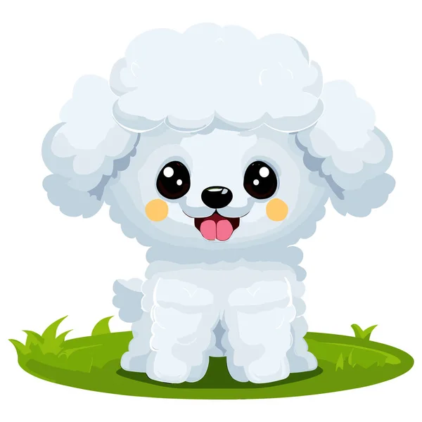 Słodkie Pudel Pies Zielony Trawnik — Wektor stockowy