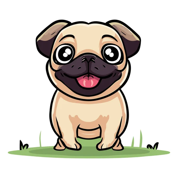 Vetor Desenho Animado Pug Cão Isolado Fundo —  Vetores de Stock