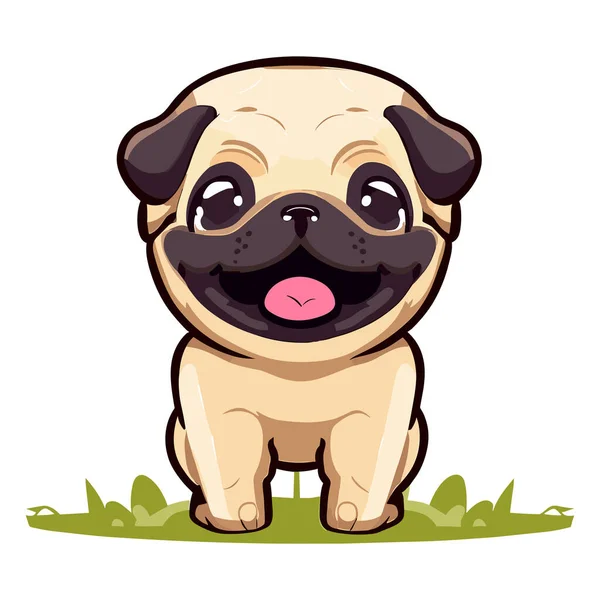 Lindo Perro Pug Mascota Logo — Vector de stock