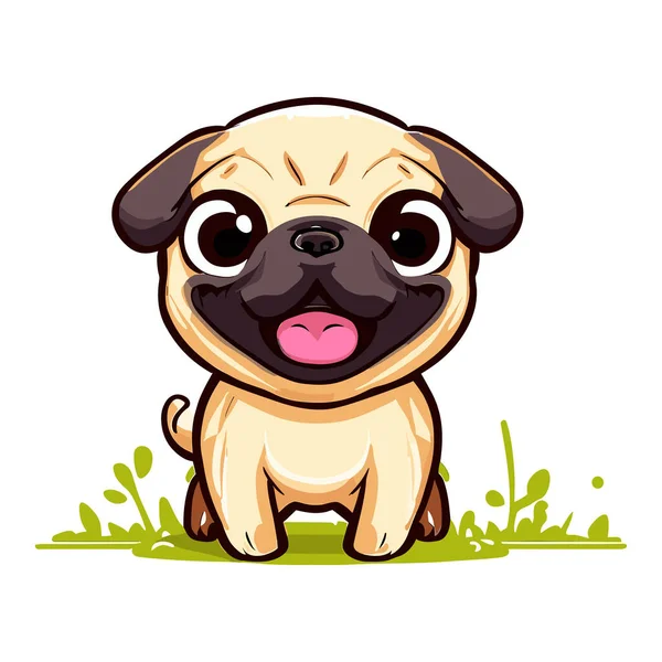 Bonito Pug Cão Personagem Dos Desenhos Animados —  Vetores de Stock