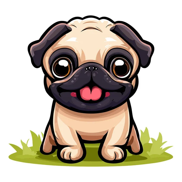 Ilustração Vetorial Desenho Animado Bonito Pug Cão Desenhos Animados —  Vetores de Stock