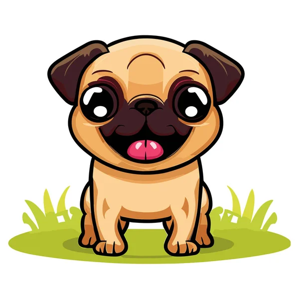 Pug Perro Dibujos Animados Personaje Ilustración — Vector de stock