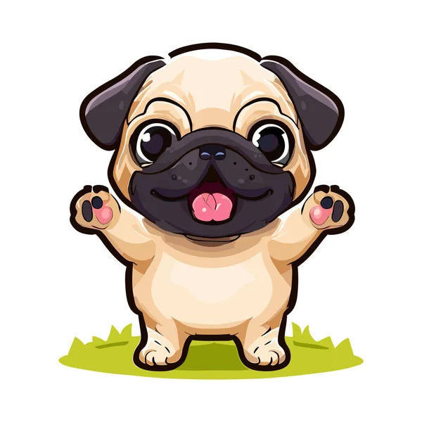 Cute Pug Dog Cartoon — Stock Vector