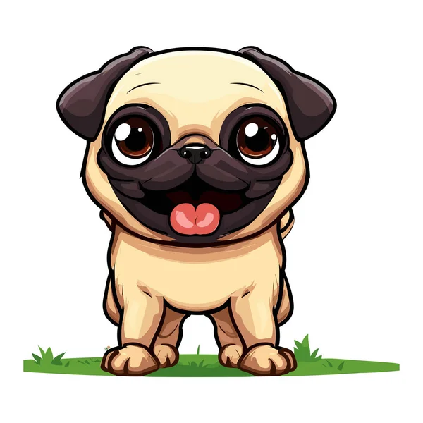Cute Pug Dog Cartoon — Stock Vector