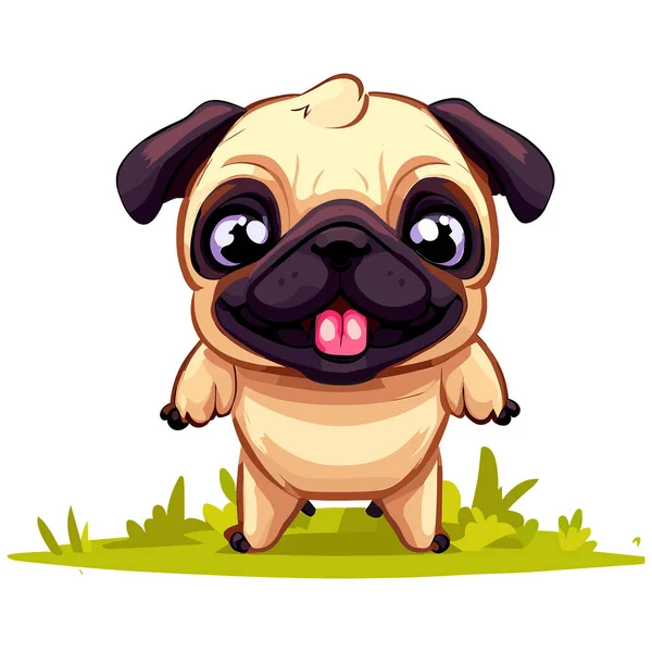 Cartoon Cute Pug Puppy Vector Illustration — Stock Vector