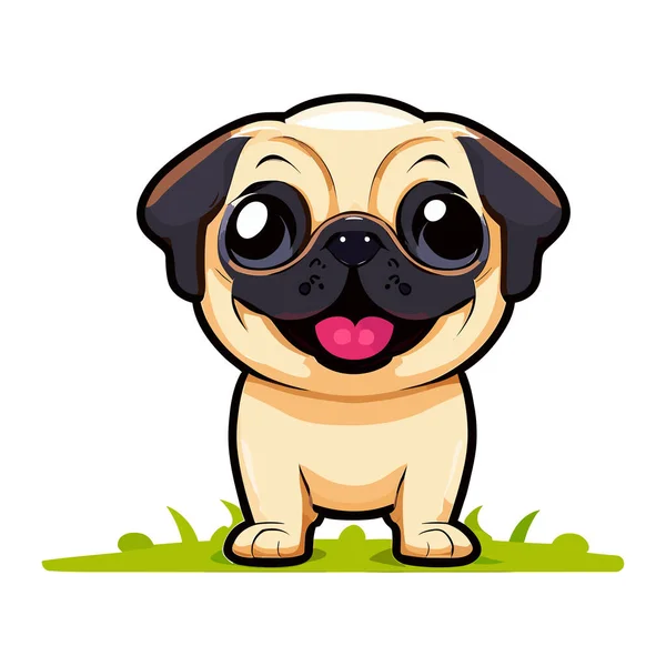 Cute Pug Dog Cartoon Vector Design Illustration — Stock Vector