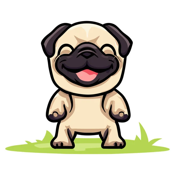 Cute Pug Puppy Cartoon Vector Illustration — Stock Vector
