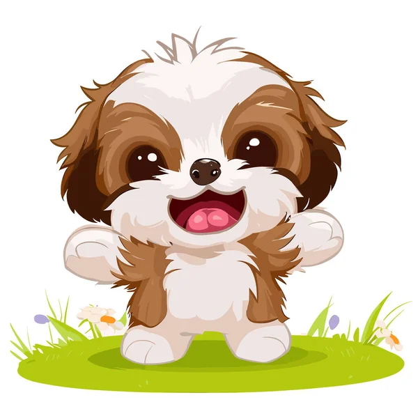 Vector Cartoon Cute Puppy — Stock Vector