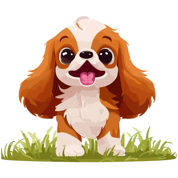 Bonito Pequeno Cão Desenho Animado Ilustração — Vetor de Stock