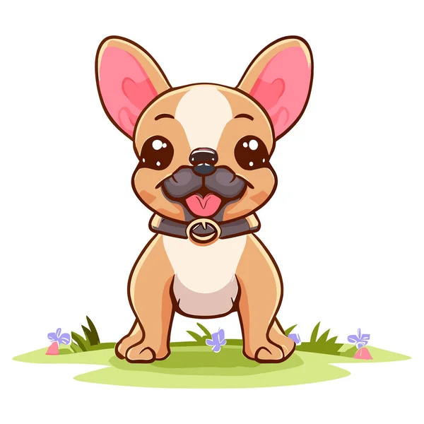 Cute Happy Dog Sitting Tongue Out — Stock Vector