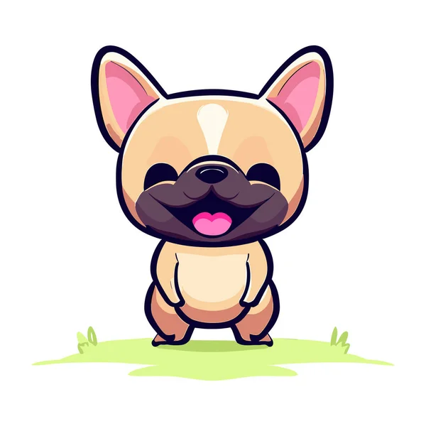 Niedliche Französisch Bulldogge Hund Cartoon Figur — Stockvektor