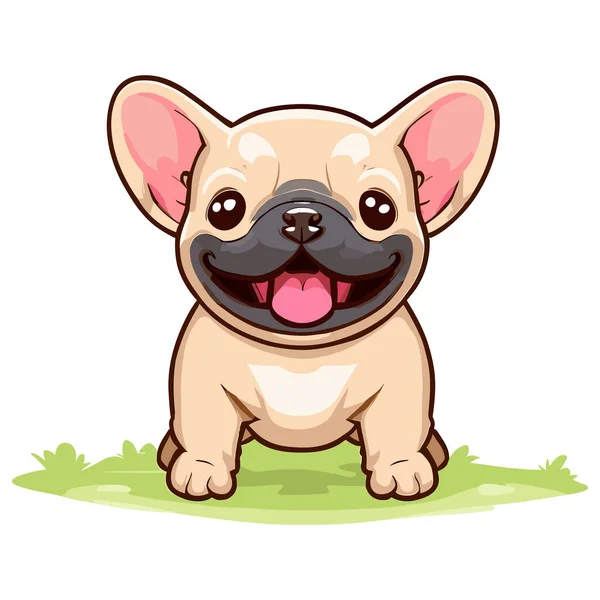 Vektorová Ilustrace Šťastný Pug Pes Sedí Bílém Pozadí — Stockový vektor
