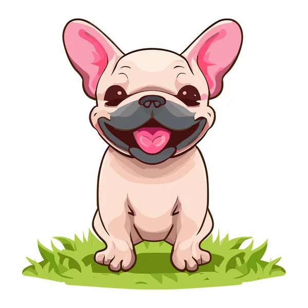 Vector Cute Bulldog Dog Cartoon Isolated White Background — Stock Vector