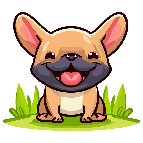 Niedliche Cartoon Bulldogge Mit Glücklichem Gesicht — Stockvektor