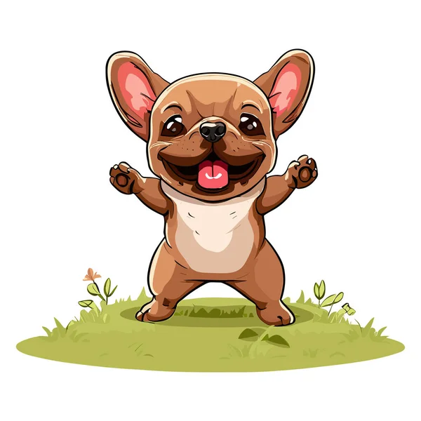 Vector Illustration Cute Cartoon Corgi Cartoon Dog Waving — Stock Vector