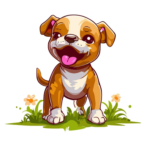 Illust Bonito Desenho Animado Francês Bulldog Filhote Cachorro Com Uma —  Vetores de Stock