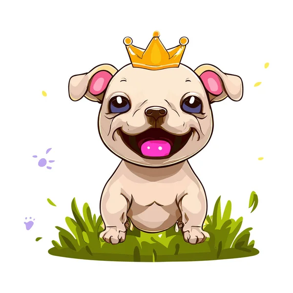 可爱的狗 头戴皇冠 — 图库矢量图片