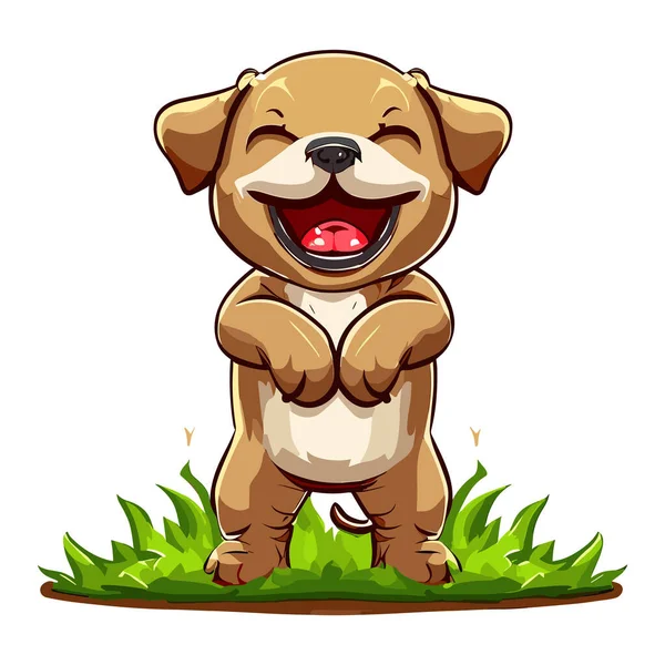 Cute Cartoon Dog Happy Smile — Stock Vector