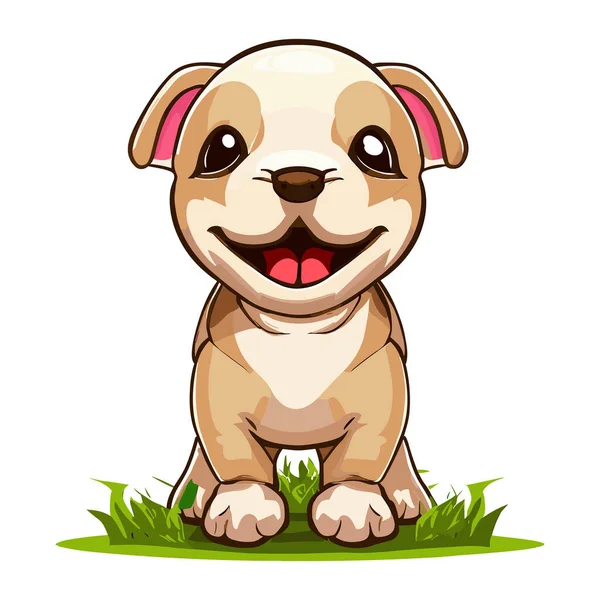 Vector Illustration Cute Cartoon Dog Big Paws Smiling — Stock Vector