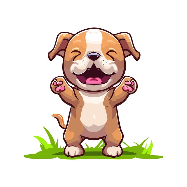 Vektor Ilustrasi Lucu Anak Anjing Kartun Bulldog Kecil - Stok Vektor