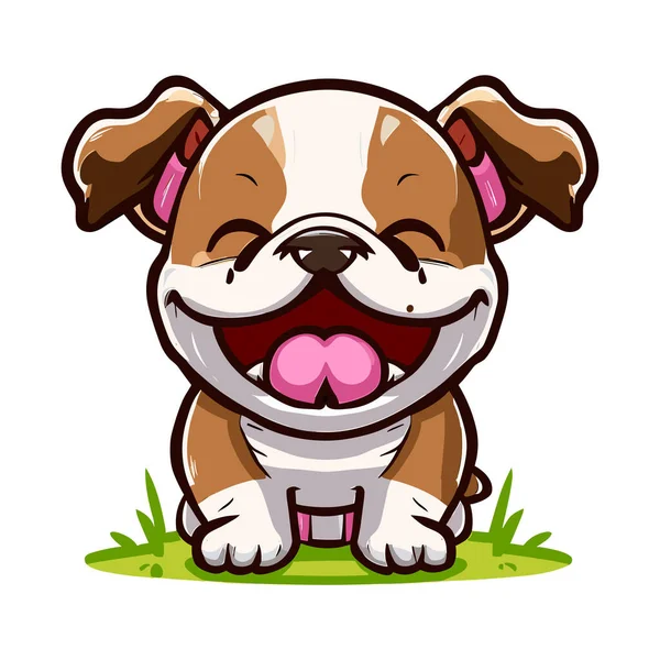 Bonito Cão Dos Desenhos Animados Com Grandes Olhos Vermelhos Ilustração —  Vetores de Stock