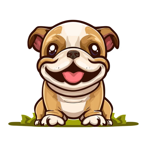 Glücklich Bulldogge Hund Cartoon Vektor Illustration Grafik Design — Stockvektor
