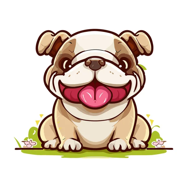 Illustration Vectorielle Mascotte Mignonne Bulldog — Image vectorielle