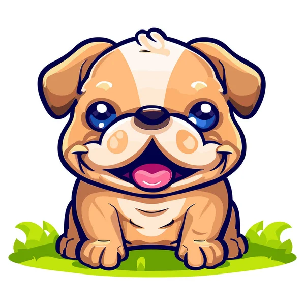 かわいい犬のパグ漫画のベクターイラスト — ストックベクタ