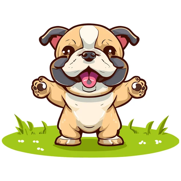 Vector Cute Cartoon Happy French Bulldog Dog Big Ears — Stock Vector