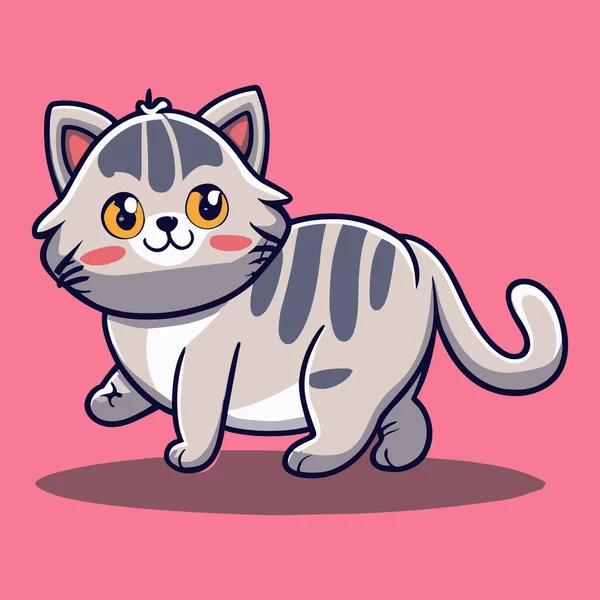 Lindo Gato Dibujos Animados Con Rayas Gato Ilustración Vectorial — Vector de stock