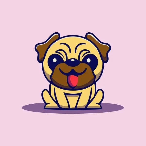 Mascota Dibujos Animados Pug Vector Ilustración — Vector de stock