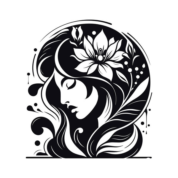 abstract flower head with leaves and flowers. vector illustration.