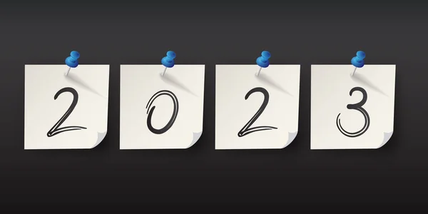 2023 Happy New Year Numbers Minimalist Style Vector Linear Numbers — Stok Vektör