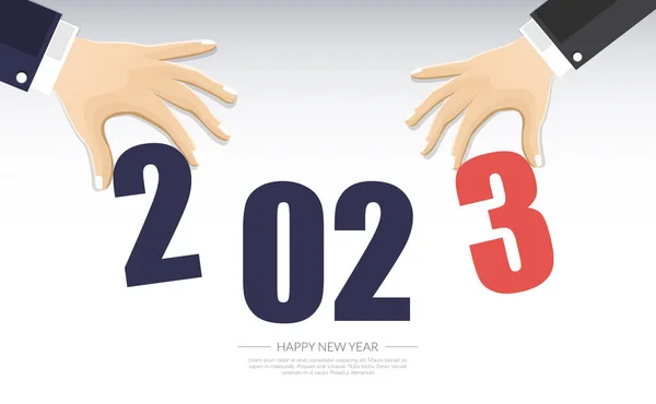 2023 Happy New Year Numbers Minimalist Style Vector Linear Numbers Illustrazione Stock