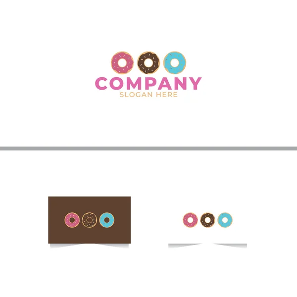 Donuts Modelo Design Logotipo Café — Vetor de Stock